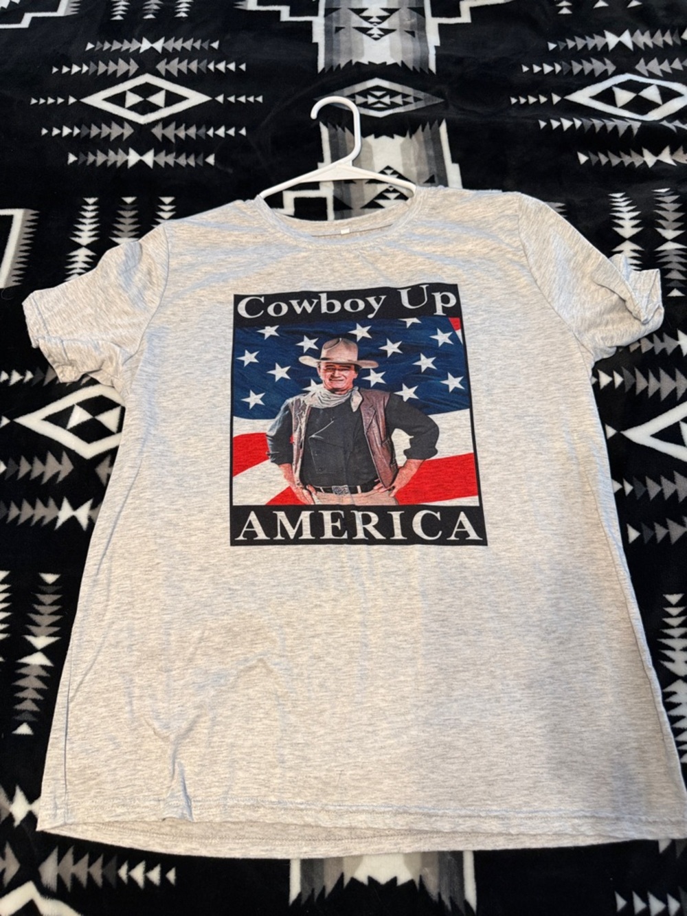 Cowboy Up America Graphic Tee - Light Gray